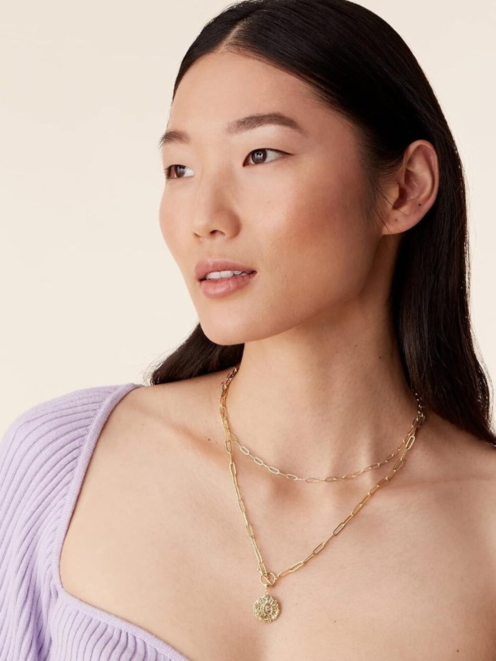 14K Gold Plated Layering Necklaces | Stylish Minimalist Design Pendant Necklaces - Picture 4 of 5